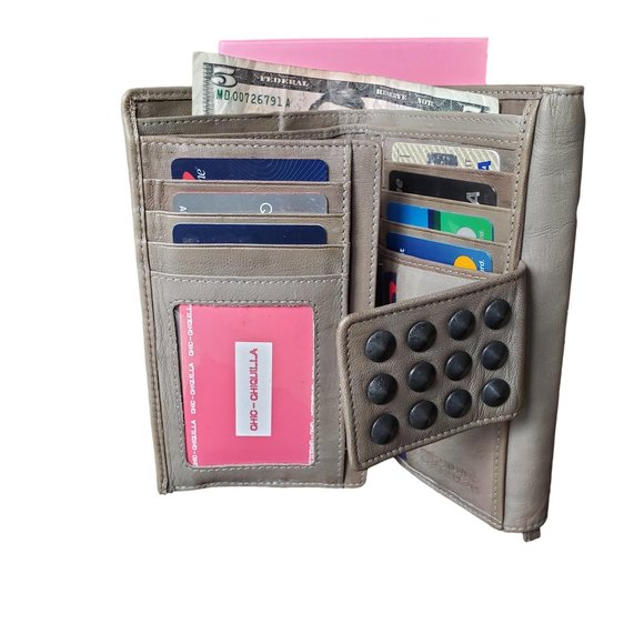 Women's Distressed Leather Wallet Credit Card Holder Wallet in BOX - Picture 4 of 14